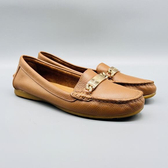 Coach Shoes Womens 7.5 Brown Leather Slip On Driving Moccasin Olive Flats - Picture 1 of 12